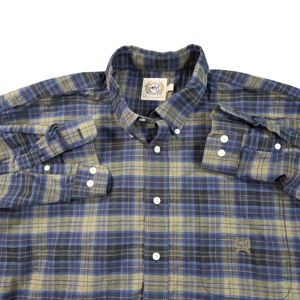 Cinch Shirt Mens XL Blue Olive Plaid Long Sleeve Button Down MT10621303 C-574